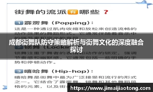 成都街舞队防守策略解析与街舞文化的深度融合探讨
