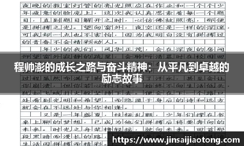 程帅澎的成长之路与奋斗精神：从平凡到卓越的励志故事